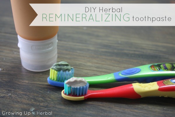 DIY Herbal Remineralizing Toothpaste | GrowingUpHerbal.com - a OOAK remineralizing toothpaste using herbs