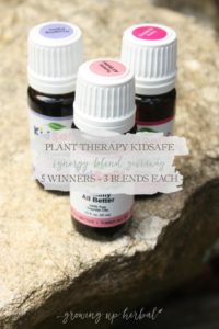 Plant Therapy KidSafe Synergy Blend Giveaway | Growing Up Herbal | Win some KidSafe oils from Plant Therapy. 5 winners will receive 3 synergy blends each!