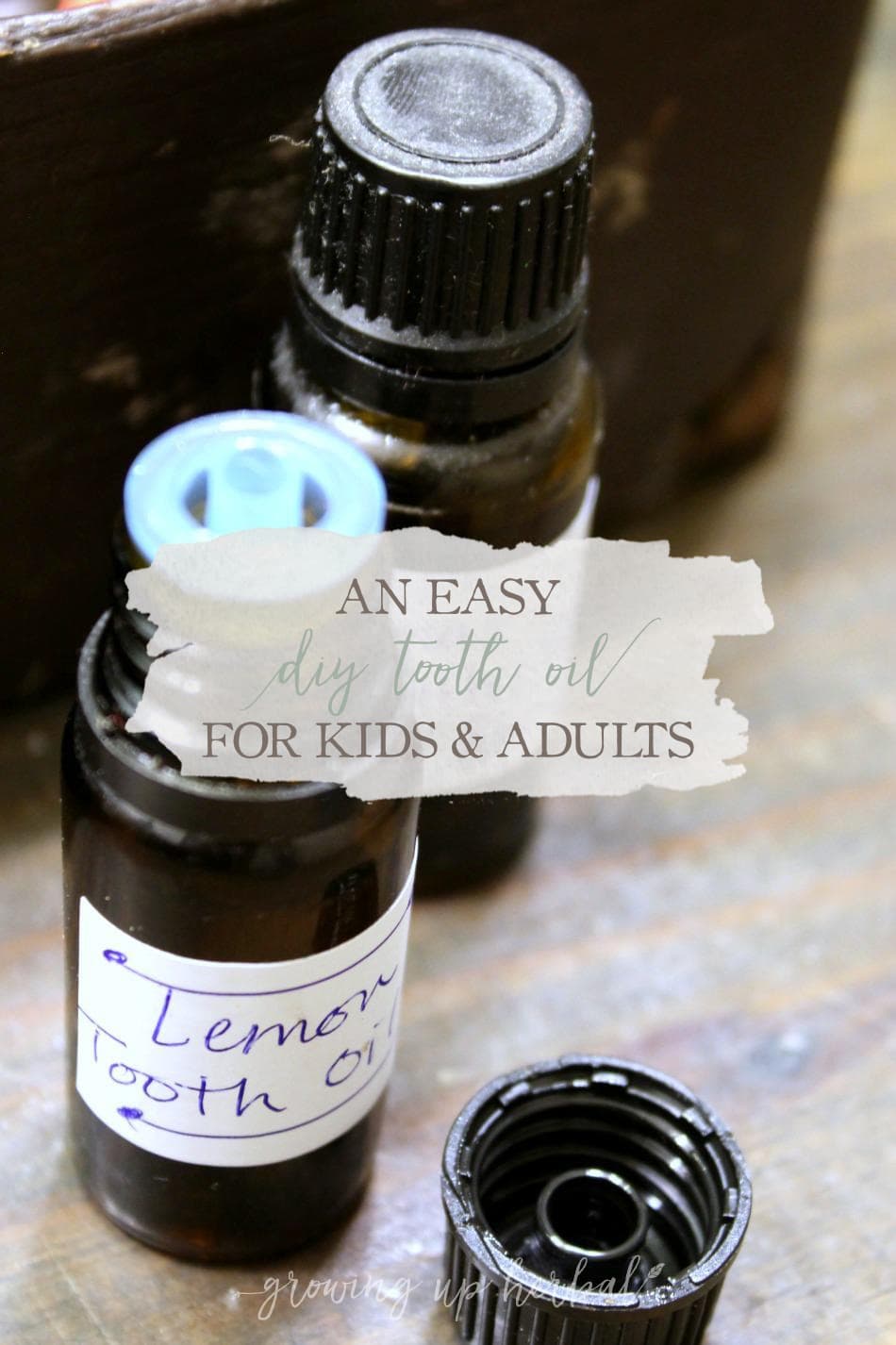 An Easy DIY Tooth Oil for Kids & Adults | Growing Up Herbal | Keep your family's teeth clean and healthy without spending tons of time making homemade toothpastes. This DIY tooth oil is the answer for busy moms.